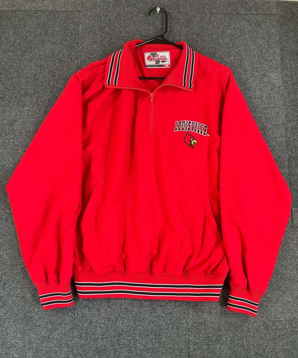 Team Pride Louisville Cardinals 1/4 Zip Jacket Size M Red Pullover